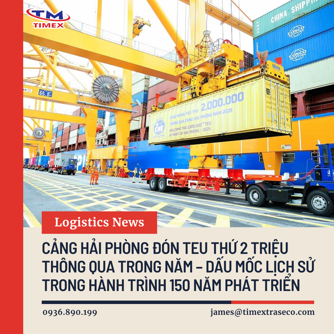 CẢNG HẢI PHÒNG ĐÓN TEU THỨ 2 TRIỆU THÔNG QUA TRONG NĂM 